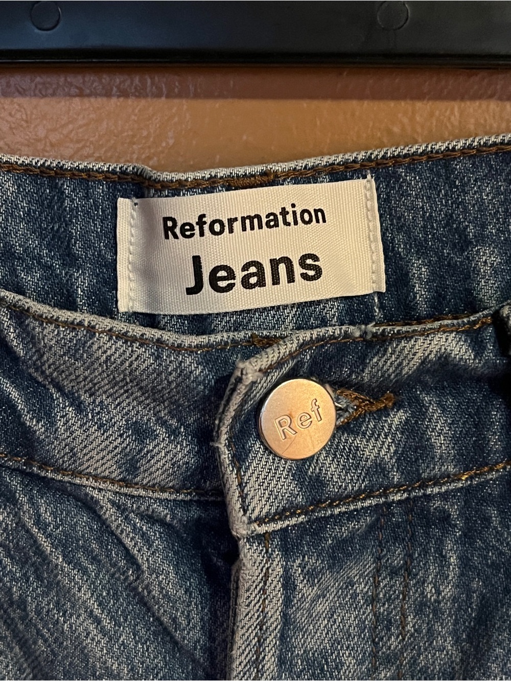 Reformation Distressed Blue Denim Cutoff Shorts - Picture 5 of 6